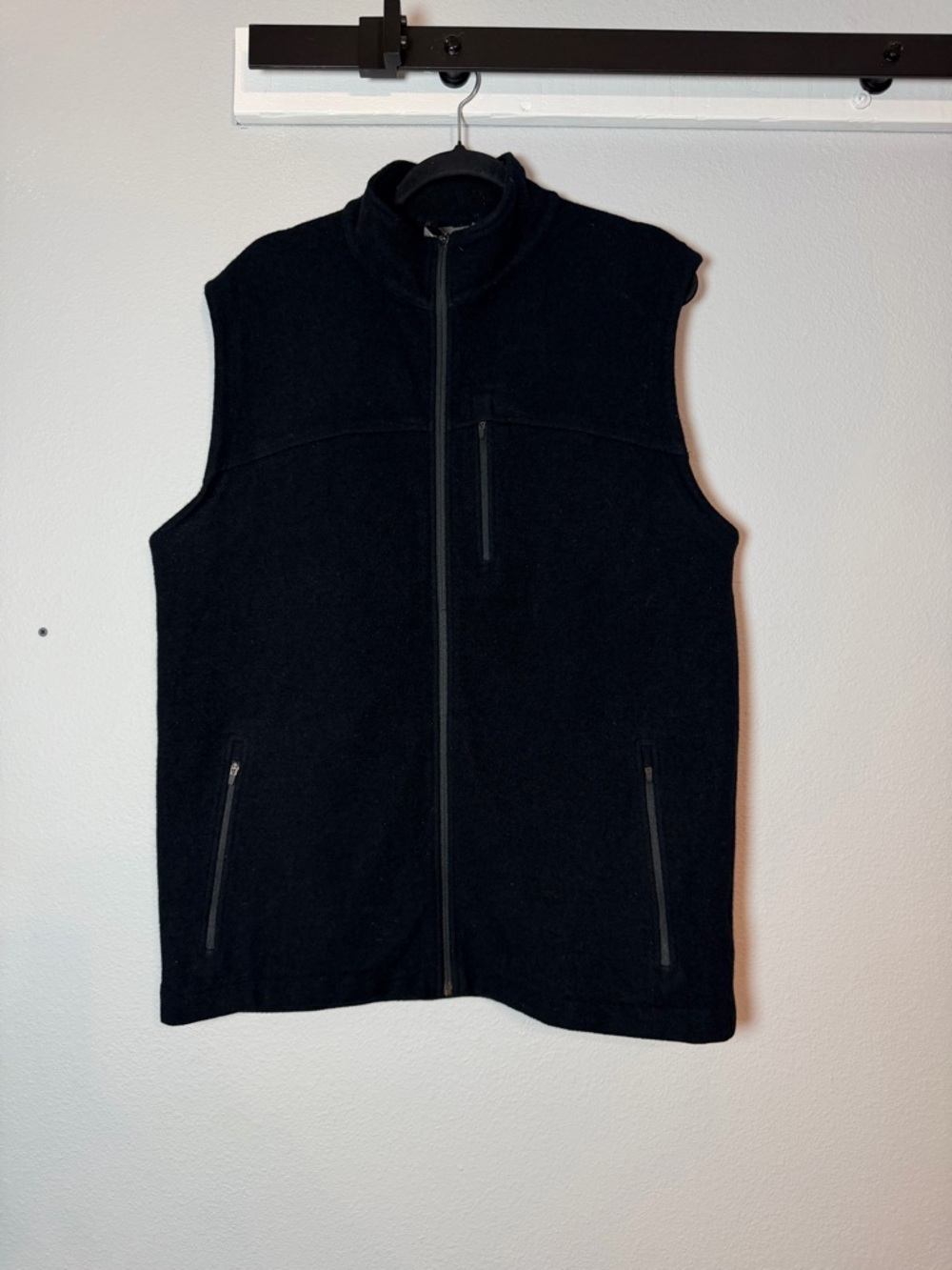 Ibex Mens Zip Front Vest XL Black Merino Wool Heavy Thick 3 Pocket